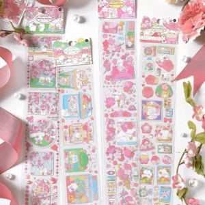 Cherry Blossom Sakura and Rabbit Long Strip Clear Transparent Sticker