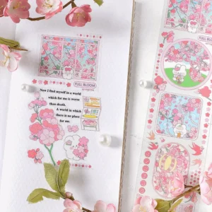 Cherry Blossom Sakura and Rabbit Long Strip Clear Transparent Sticker Cherry Blossom Sakura and Rabbit Long Strip Clear Transparent Sticker