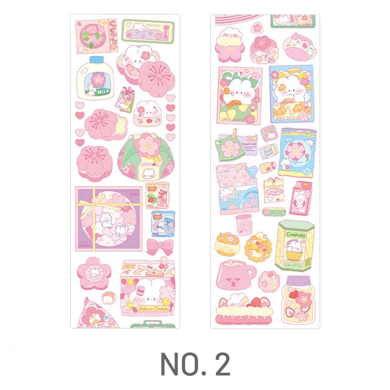 Cherry Blossom Sakura and Rabbit Long Strip Clear Transparent Sticker Cherry Blossom Sakura and Rabbit Long Strip Clear Transparent Sticker