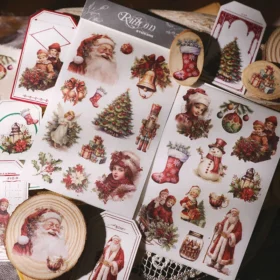 Santa Christmas Rub On Transfer Stickers - 2 Sheets Pack