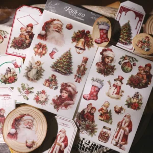 Santa Christmas Rub On Transfer Stickers - 2 Sheets Pack