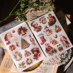 Santa Christmas Rub On Transfer Stickers - 2 Sheets Pack
