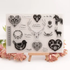 Scandi Christmas Deer Stamp Set - detail view | clear stamp