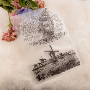 Schooner Boats & Windmills Stamp Set - size chart | clear stamp