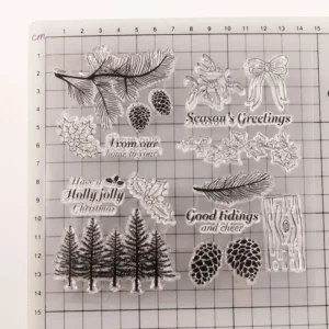 Seasons Greeting Stamp Set - detail view | clear stamp