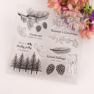Seasons Greeting Stamp Set - size chart | clear stamp