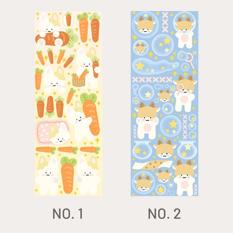 Animal and Fruit Cartoon Coated Paper Sticker Animal and Fruit Cartoon Coated Paper Sticker