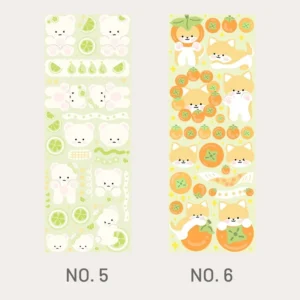 Animal and Fruit Cartoon Coated Paper Sticker Animal and Fruit Cartoon Coated Paper Sticker