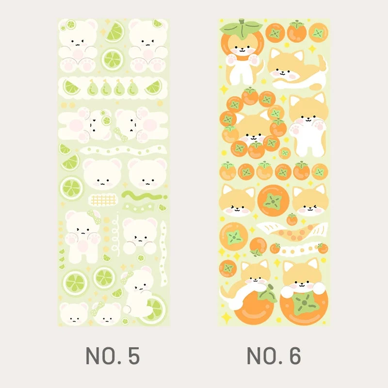 Animal and Fruit Cartoon Coated Paper Sticker Animal and Fruit Cartoon Coated Paper Sticker