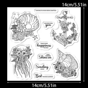Sumflying Shell Jellyfish Ocean Sea Clear Stamps Shell Jellyfish Clear Stamps 02