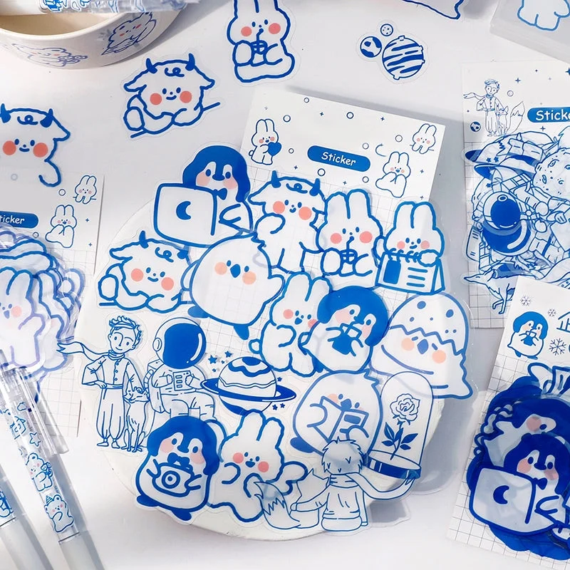 Cute Cartoon Blue Animal Clear Transparent Sticker Cute Cartoon Blue Animal Clear Transparent Sticker