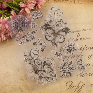 Snowflake Butterfly Stamp Set - size chart | clear stamp