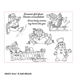 Snowman Ski Clear Stamp Set - detail view | clear stamp