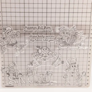 Snowman Ski Clear Stamp Set - size chart | clear stamp