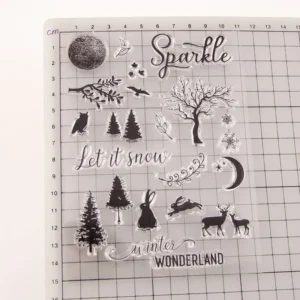 Sparkle Animal Tree Stamp Set - detail view | clear stamp