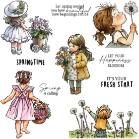 Sumflying Spring Girls Cherry Blossom Clear Stamps