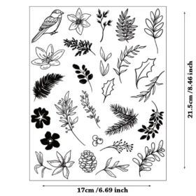 Spring Pinecone Flower Leaves Stamp Set