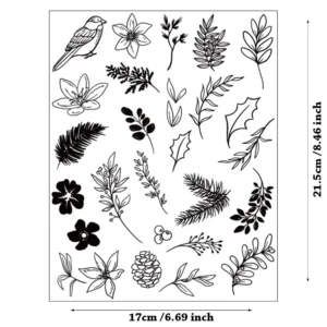 Spring Pinecone Flower Leaves Stamp Set - main product photo | clear stamp