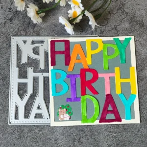 Square with Happy Birthday Metal Cutting Dies Back View - 240-DC-1837
