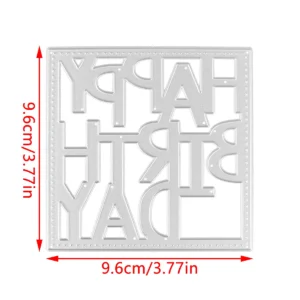 Square with Happy Birthday Metal Cutting Dies Detail View - 240-DC-1837