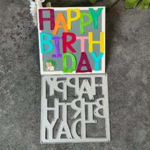 Square with Happy Birthday Metal Cutting Dies Side View - 240-DC-1837
