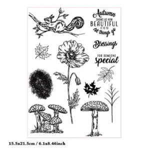 Squirrel Flower Clear Stamp Set - detail view | clear stamp