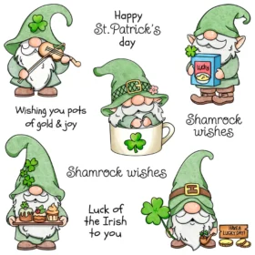 Sumflying St Patricks Gnomes Shamrock Clear Stamps