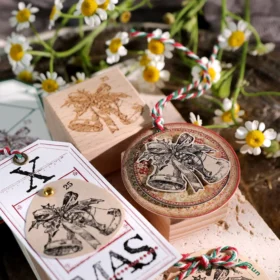 Sumflying Antique Christmas Wood Rubber Stamp