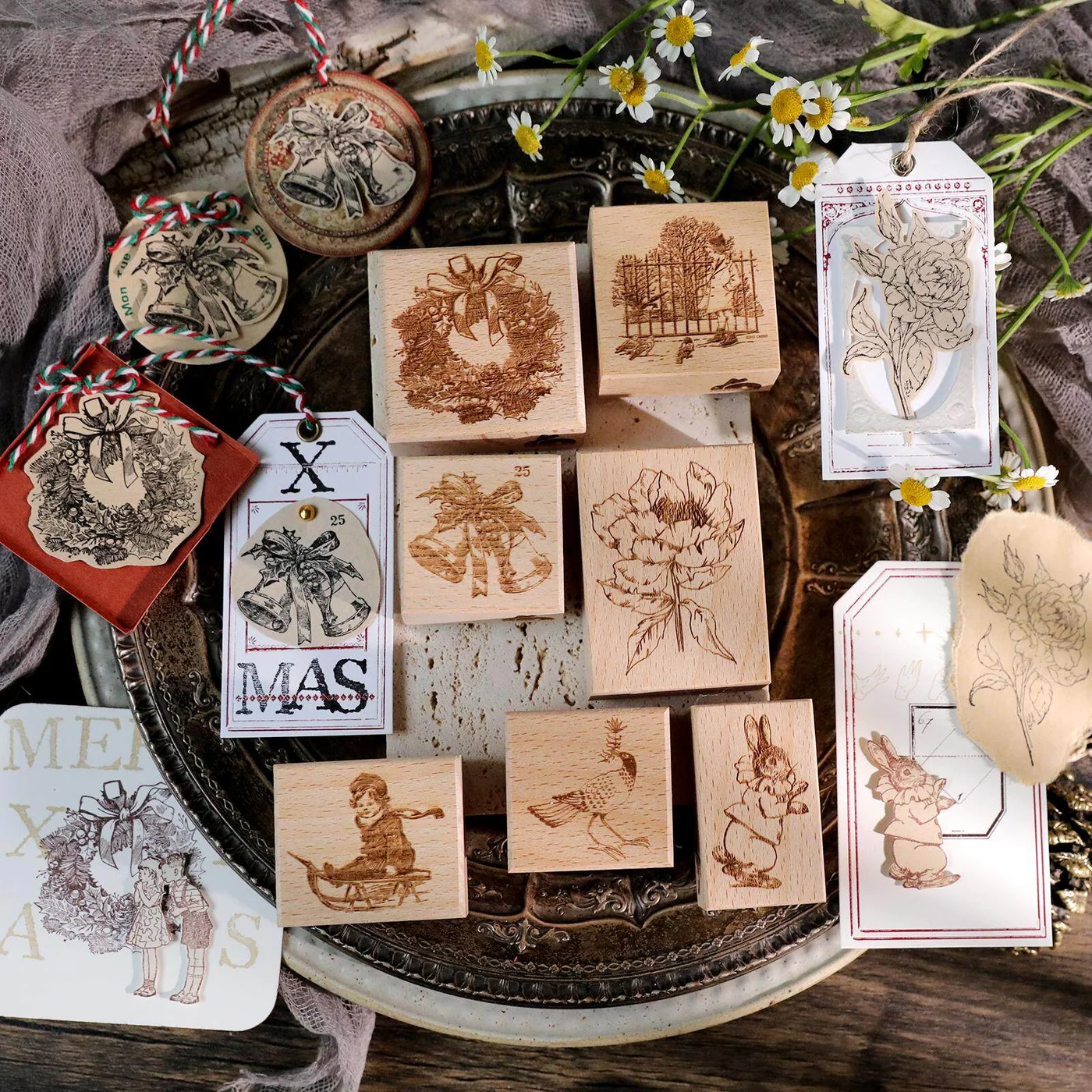 Sumflying Antique Christmas Beech Wood Rubber Stamp Sumflying Antique Christmas Beech Wood Rubber Stamp