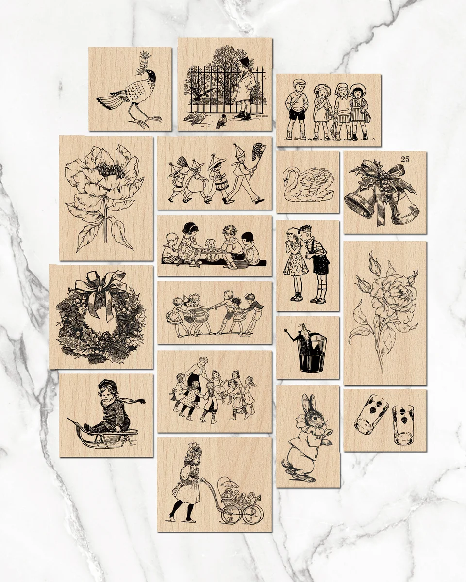 Sumflying Antique Christmas Wood Rubber Stamp Sumflying Antique Christmas Beech Wood Rubber Stamp - detail image 1