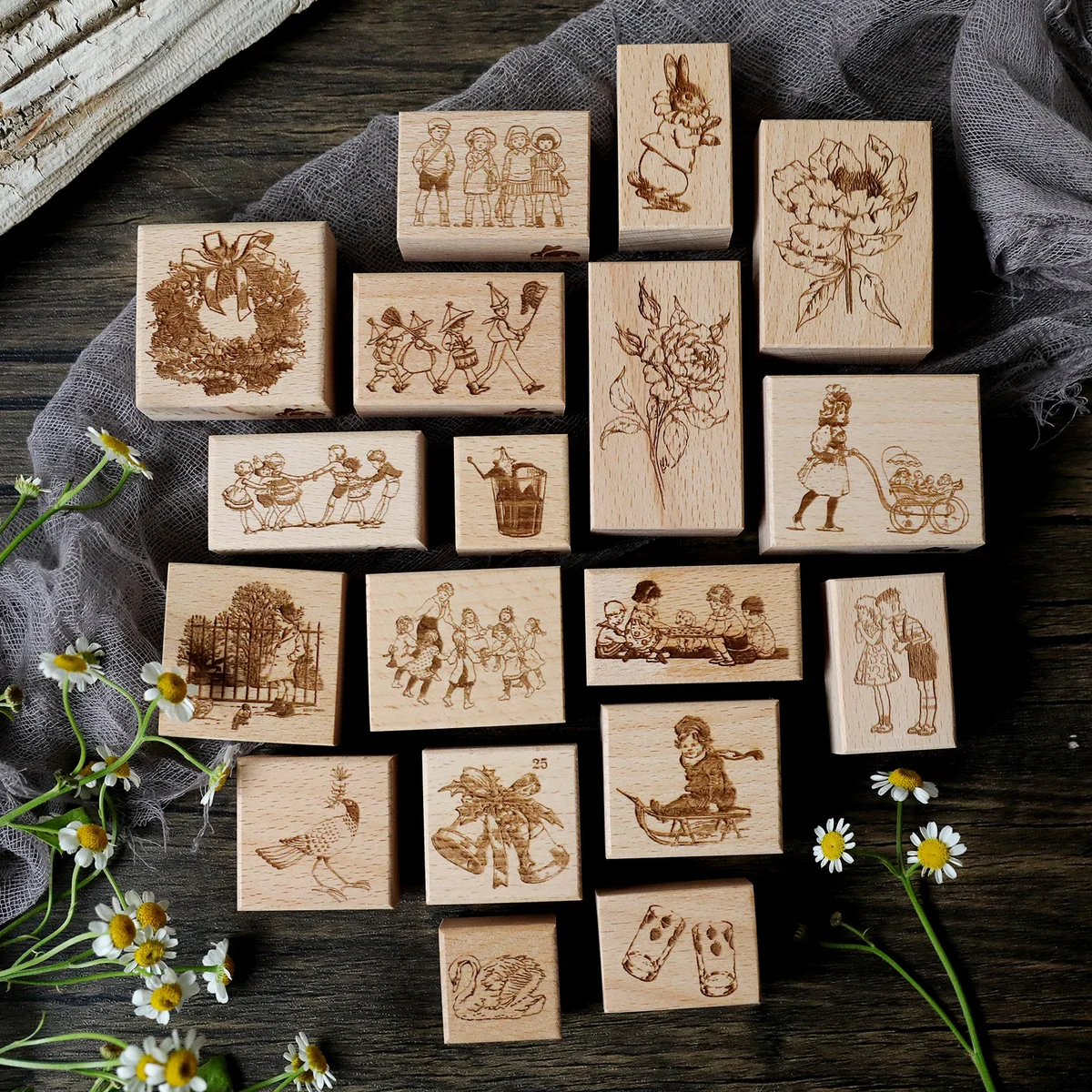 Sumflying Antique Christmas Wood Rubber Stamp Sumflying Antique Christmas Beech Wood Rubber Stamp - detail image 3