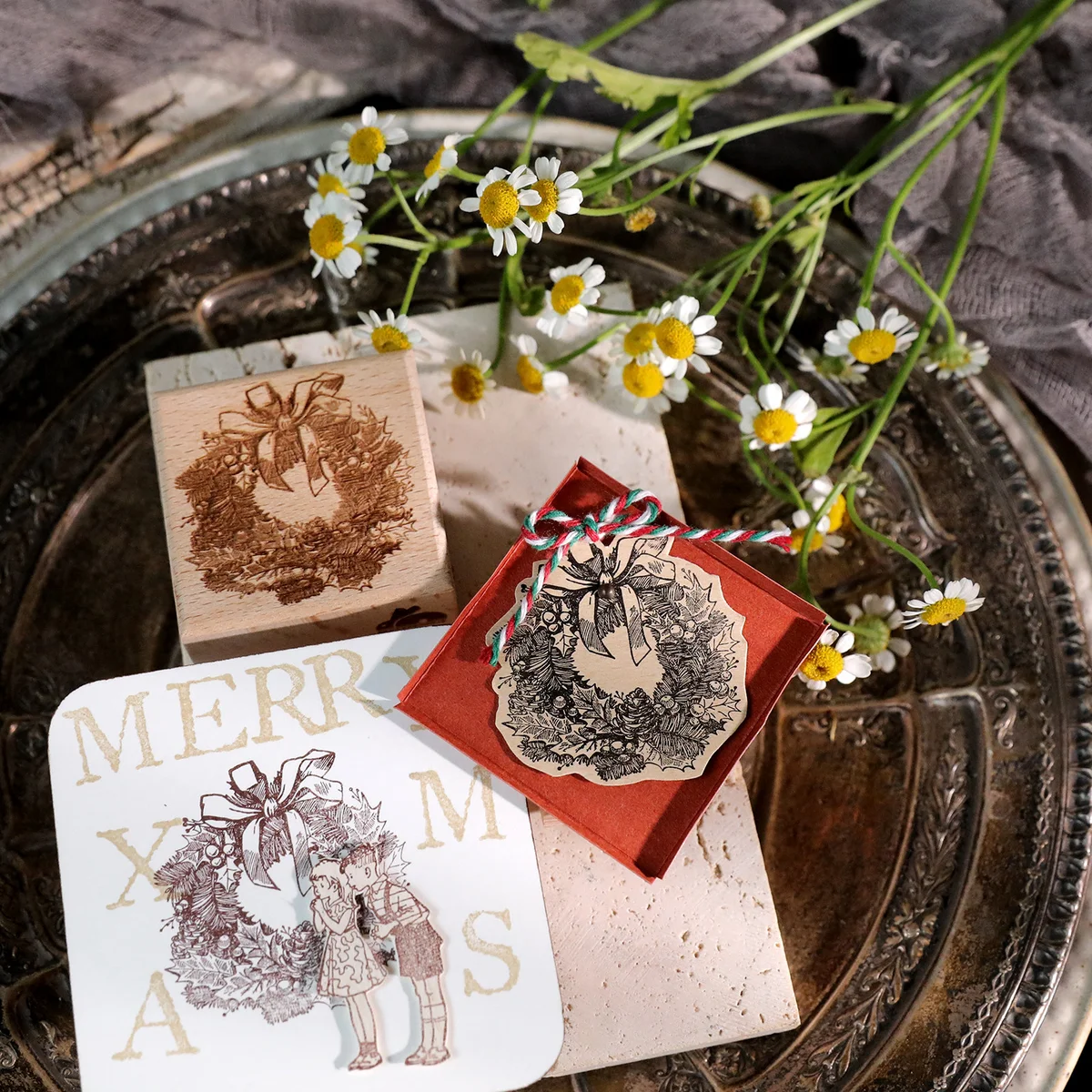 Sumflying Antique Christmas Wood Rubber Stamp Sumflying Antique Christmas Beech Wood Rubber Stamp - detail image 5