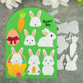 Sumflying Craft Bunnies Basket Eggs Metal Cutting Dies