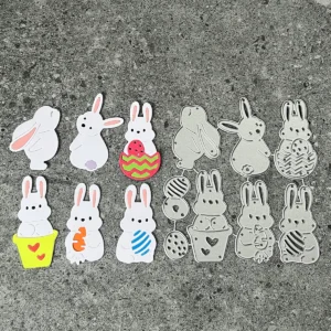 Size chart for Bunnies Eggs Carrots Metal Cutting Dies - dimensions in cm