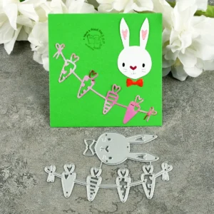 Size chart for Bunny Carrot Bunting Metal Cutting Dies - dimensions in cm
