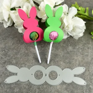 Size chart for Bunny Lollipop Holder Metal Cutting Dies - dimensions in cm