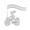 Bunny Riding Bicycle with Flag Metal Cutting Dies - metal cutting die for scrapbooking and card making – see size chart for dimensions