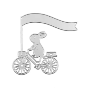 Sumflying Craft Bunny Riding Bicycle with Flag Metal Cutting Dies