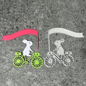 Size chart for Bunny Riding Bicycle with Flag Metal Cutting Dies - dimensions in cm