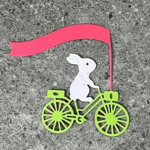 Bunny Riding Bicycle with Flag Metal Cutting Dies - metal cutting die detail view 3
