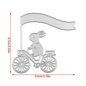 Bunny Riding Bicycle with Flag Metal Cutting Dies - metal cutting die detail view 5
