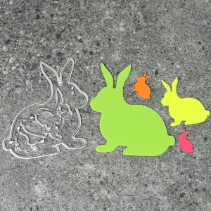 Size chart for Classic Bunny Metal Cutting Dies Multiple Sizes - dimensions in cm