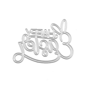 Cursive Happy Easter Metal Cutting Dies - metal cutting die for scrapbooking and card making – see size chart for dimensions