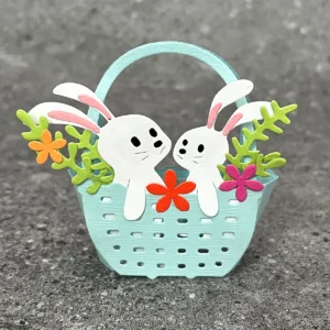 Size chart for Easter Bunny Basket Metal Cutting Dies - dimensions in cm