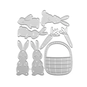 Easter Bunny Carrot Basket Metal Cutting Dies - metal cutting die for scrapbooking and card making – see size chart for dimensions