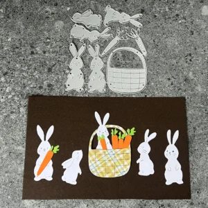 Size chart for Easter Bunny Carrot Basket Metal Cutting Dies - dimensions in cm