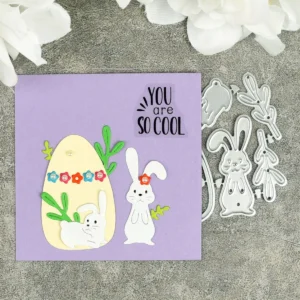 Size chart for Easter Bunny Egg Flower Metal Cutting Dies - dimensions in cm