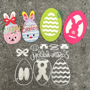 Size chart for Easter Bunny Egg Metal Cutting Dies - dimensions in cm