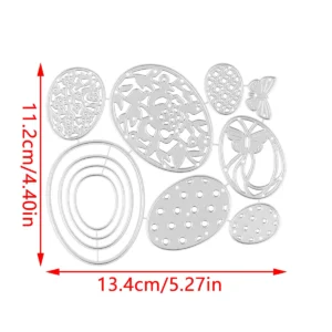 Easter Egg Metal Cutting Dies Set – Layered Ovals with Lace, Dots Butterfly - metal cutting die detail view 5