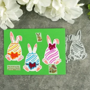 Size chart for Easter Wavy Egg Bunny Metal Cutting Dies - dimensions in cm